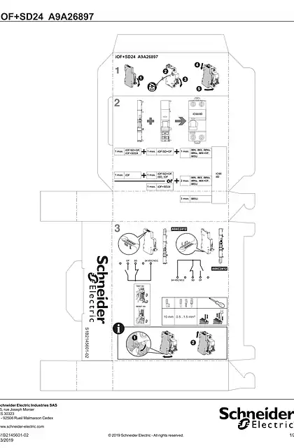 schneider施耐德iOF+SD24 MCB auxiliary - Instruction sheet printed on box